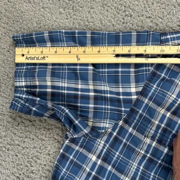 Vintage GH Bass Shirt Mens Large Blue Plaid Button Up Pocket Outdoor - Picture 7 of 10
